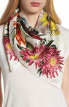 Women's Echo Blooms Of Oceania Square Silk Scarf, Size - White