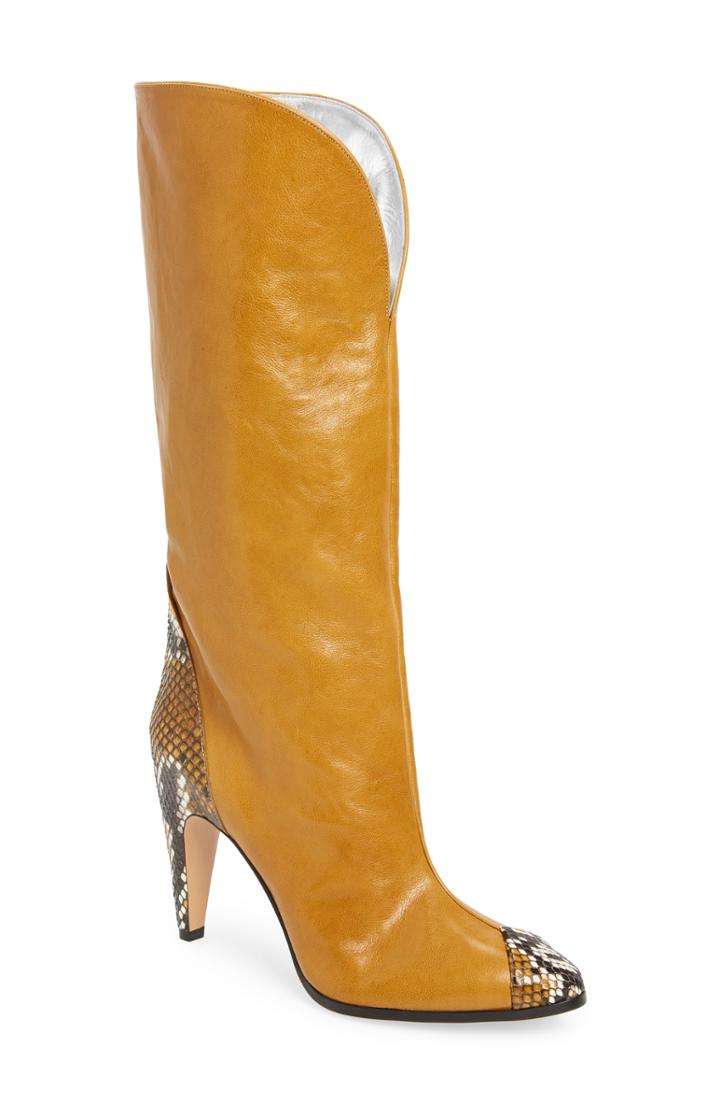 Women's Givenchy Kangaroo Leather & Genuine Python Boot Us / 38eu - Yellow