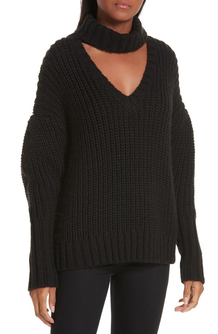 Women's Cinq A Sept Adia Cutout Sweater - Black