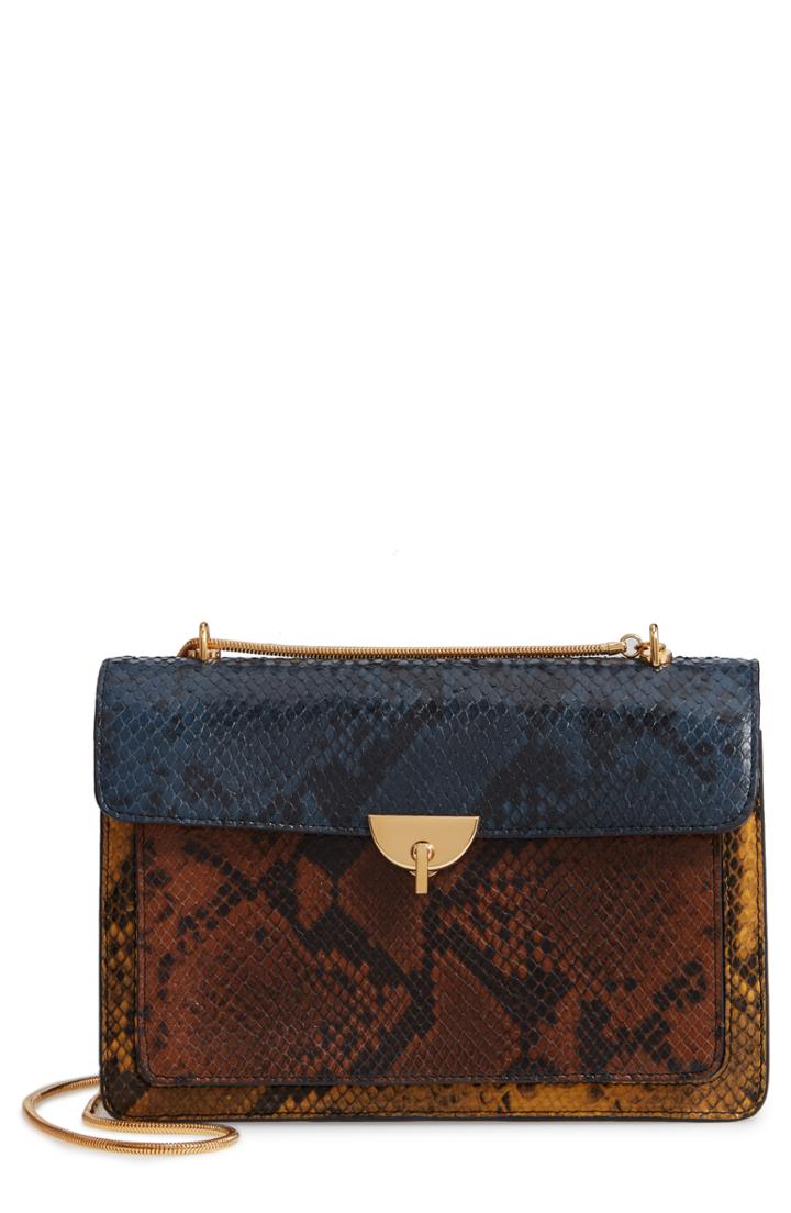 Dries Van Noten Croc Embossed Leather Shoulder Bag -