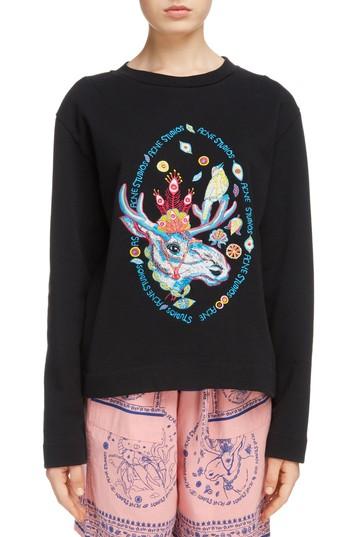 Women's Acne Studios Oslavi Embroidered Moose Sweatshirt - Black