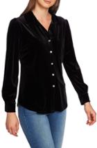 Women's 1.state Velvet Button Front Top - Black