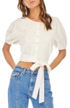Women's Astr The Label Tie Front Crop Top - Beige