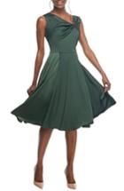 Women's Gal Meets Glam Collection Noelle Twist Neck Satin Dress - Green