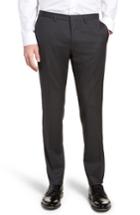 Men's Boss Wave Flat Front Solid Wool Trousers R - Grey