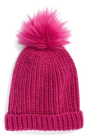 Women's Treasure & Bond Chunky Stitch Beanie With Pom - Purple