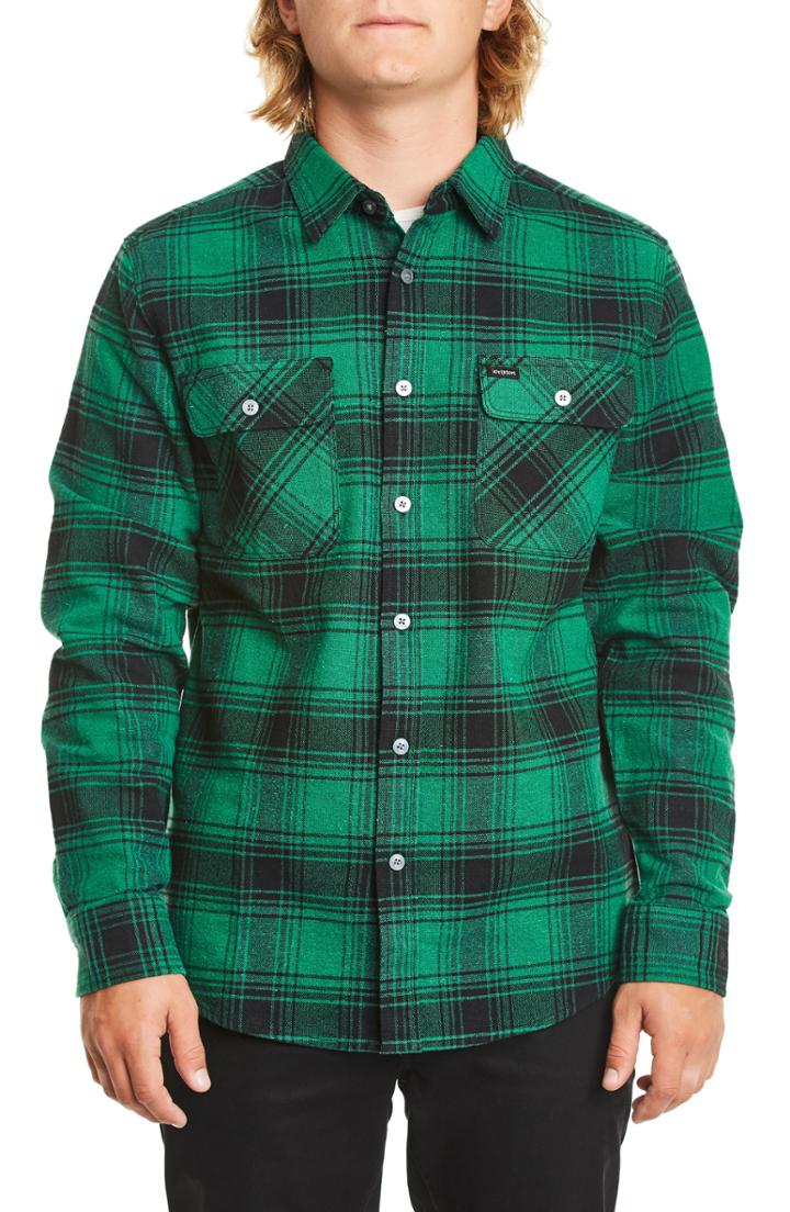 Men's Brixton Bowery Flannel Shirt, Size - Green