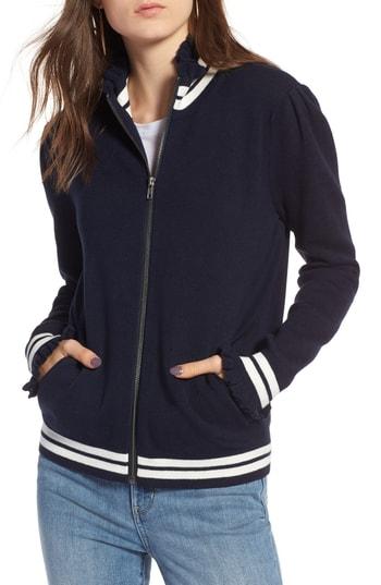 Women's Treasure & Bond Ruffle Trim Track Jacket - Blue