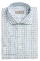 Men's Canali Regular Fit Check Dress Shirt - Green