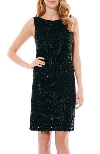 Women's Laundry By Shelli Segal Beaded Crepe Shift Dress