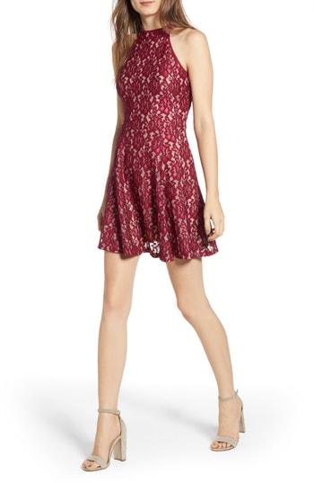 Women's Love, Nickie Lew High Neck Skater Dress - Burgundy