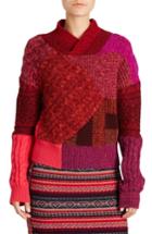 Women's Burberry Cashmere & Wool Patchwork Sweater - Red