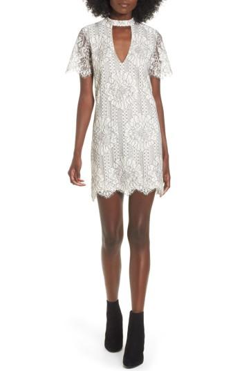 Women's Socialite Choker Lace Shift Dress - Ivory