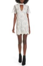 Women's Socialite Choker Lace Shift Dress - Ivory