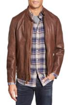 Men's Schott Nyc Cafe Racer Slim Fit Leather Jacket - Brown