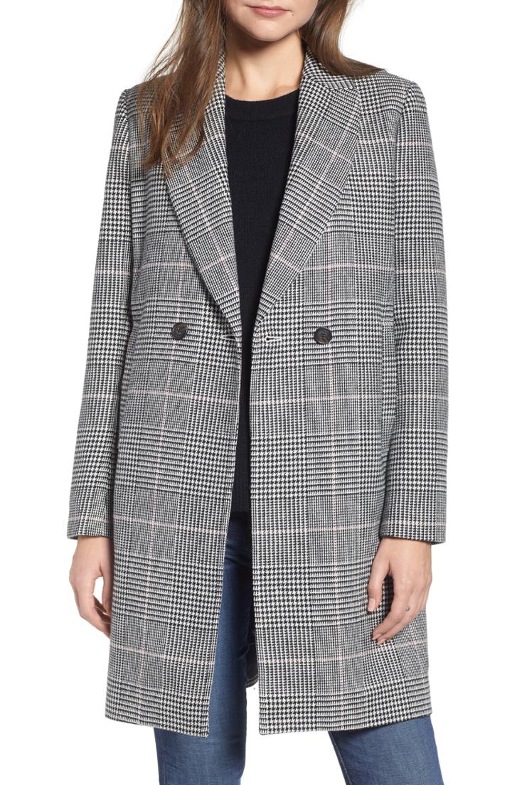 Women's J.crew Daphne Glen Plaid Topcoat - Black
