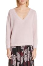 Women's Fuzzi V-neck Wool Sweater - Pink