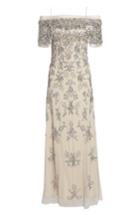 Women's Adrianna Papell Fringe Bead Cold Shoulder Gown