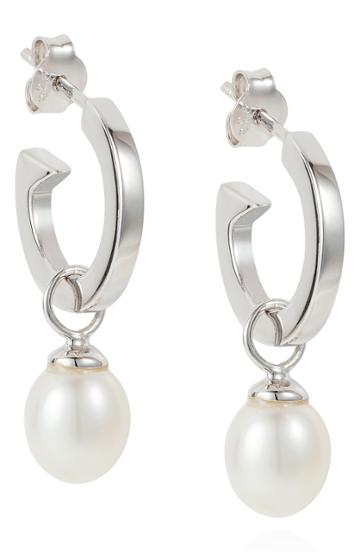 Women's Claudia Bradby Biography Pearl Hoop Earrings
