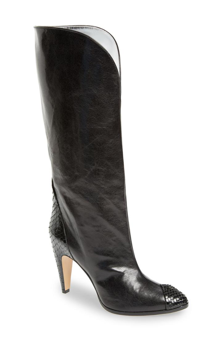 Women's Givenchy Kangaroo Leather & Genuine Python Boot .5us / 39.5eu - Black