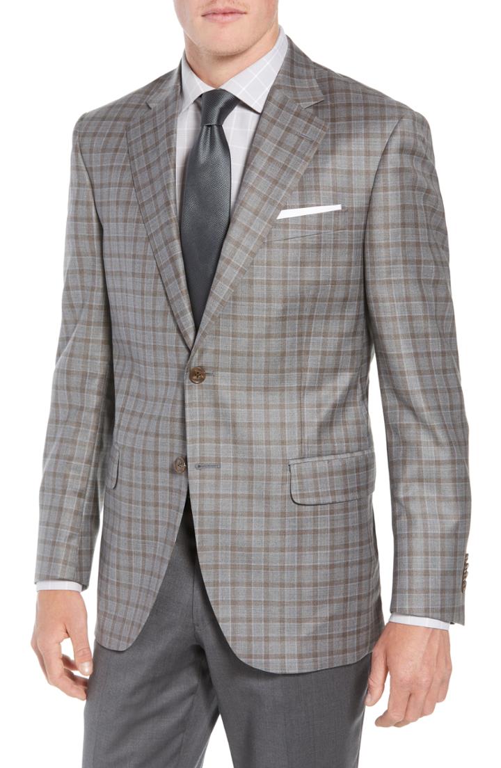 Men's Peter Millar Flynn Classic Fit Check Wool Sport Coat R - Beige