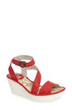 Women's Fly London 'yesk' Ankle Strap Wedge Sandal Us / 35eu - Red