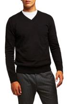 Men's Topman Classic V-neck Sweater, Size - Black