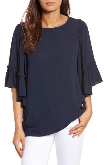 Women's Caslon Gauze Bell Sleeve Top - Blue