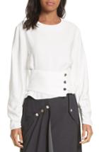 Women's Tibi Zip Corset Crop Top - White