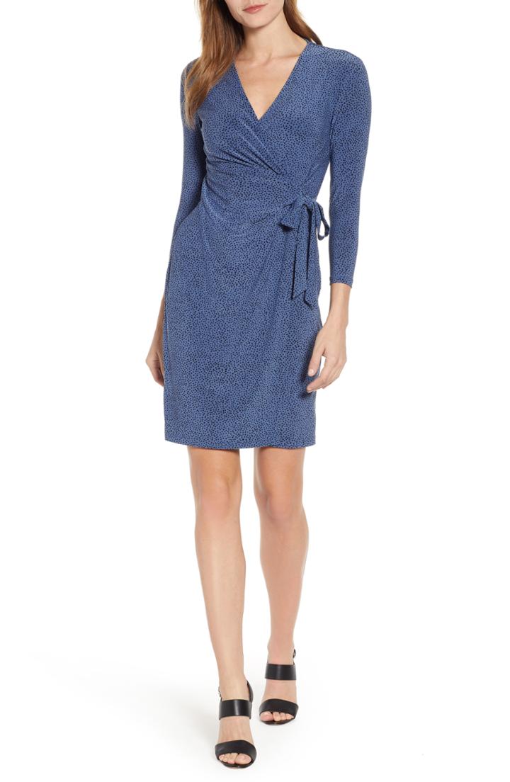 Women's Anne Klein Robin's Egg Faux Wrap Dress, Size - Blue