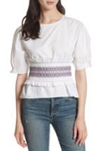 Women's Tibi Cora Smocked Bandeau Top - White