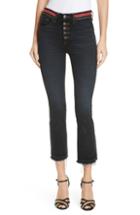 Women's Veronica Beard Carolyn Stripe Waist Crop Flare Jeans - Black