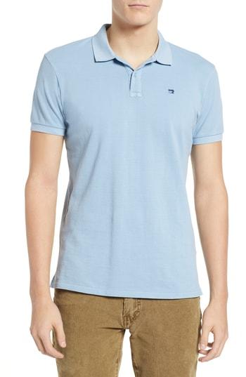Men's Scotch & Soda Garment Dyed Pique Polo, Size - Blue