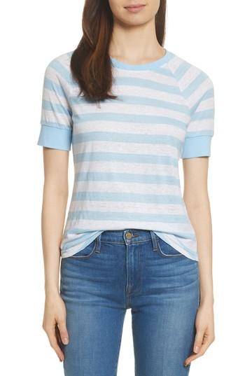 Women's Frame Stripe Raglan Linen Tee - Blue