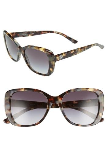 Women's Tory Burch 53mm Gradient Rectangle Sunglasses - Porcini Tortoise Gradient