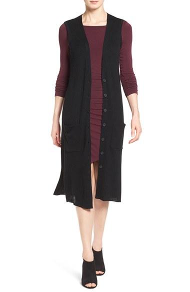 Women's Halogen Long Merino Wool Blend Sweater Vest