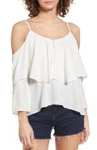Women's Elodie Ruffle Cold Shoulder Top - White