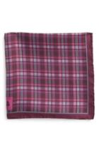 Men's Robert Talbott Plaid Silk Pocket Square, Size - Pink