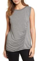 Women's Caslon Off-duty Shirred Sleeveless Tee - Grey
