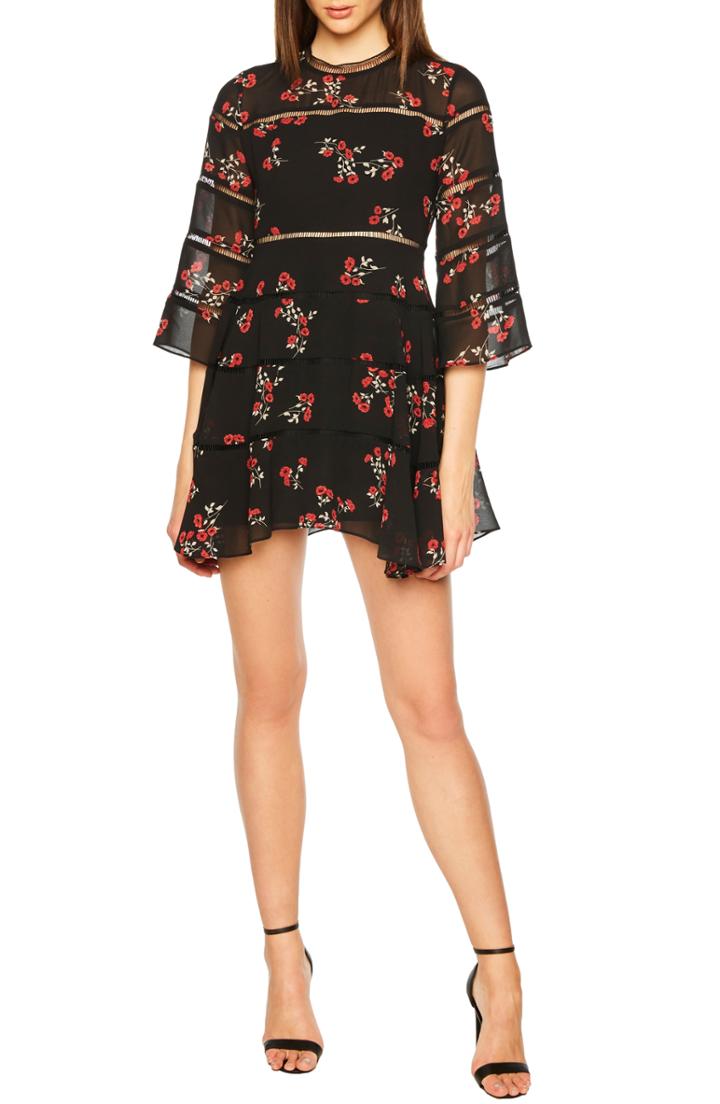 Women's Bardot Poppy Print Dress - Black