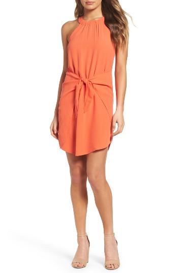Women's Greylin Elyse Tie Front Sheath Dress - Coral