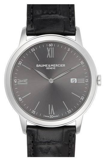 Men's Baume & Mercier Classima Leather Strap Watch, 42mm