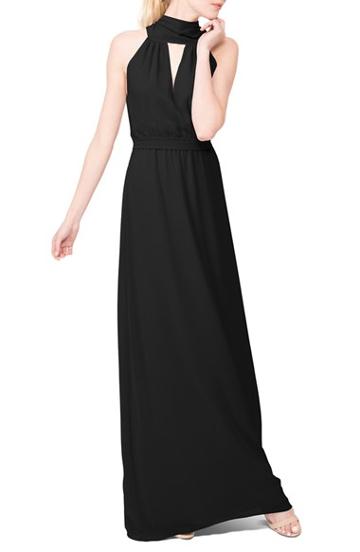 Women's Ceremony By Joanna August 'riggs' Halter V-neck Chiffon Gown