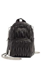 Miu Miu Micro Matelasse Leather Backpack - Black