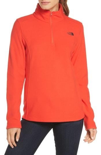 Women's The North Face 'glacier' Quarter Zip Pullover, Size - Red
