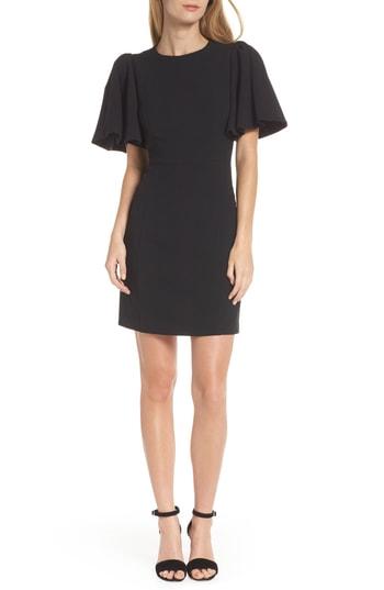 Women's Eliza J Flutter Sleeve Crepe Sheath Dress - Black