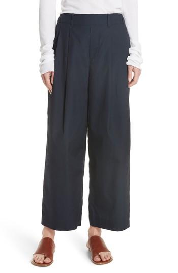 Women's Vince Wide Leg Polished Cotton Pants - Blue