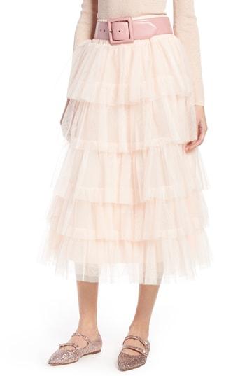 Women's Halogen X Atlantic-pacific Tiered Tulle Midi Skirt - Pink