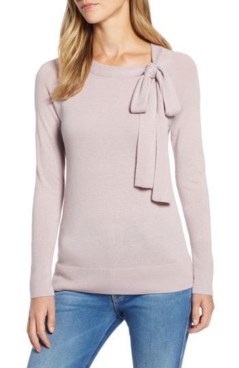 Women's Halogen Tie Neck Sweater - Grey