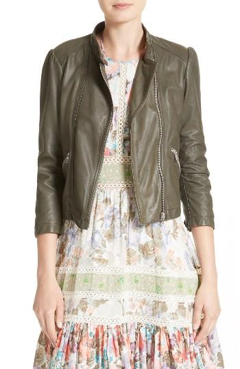 Women's Rebecca Taylor Leather Moto Jacket - Green